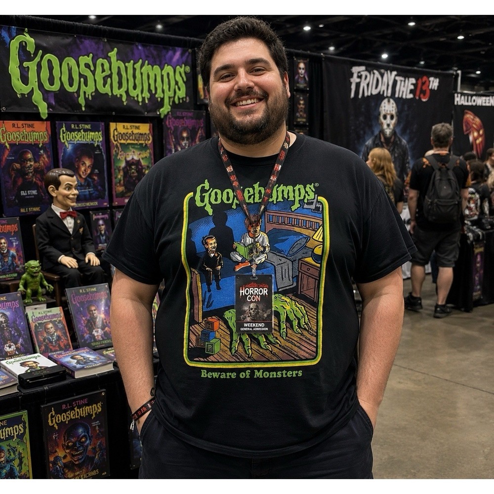 Goosebumps Beware of Monsters‎ Graphic  Horror T-Shirt Black Men Regular Size XL